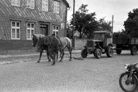 ARH NL Dierssen 0190/0013, Pferde schleppen Trecker ab, 1949