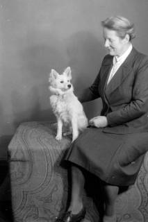 ARH NL Dierssen 0221/0021, Frau Schaper mit Spitz, 1949