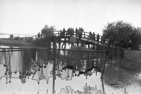 ARH NL Dierssen 1246/0008, Fußgängerbrücke auf der Promenade am Steinhuder Meer, Steinhude, 1953