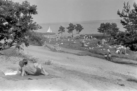ARH NL Dierssen 1246/0016, Menschen am "Weißen Berg" liegend, Mardorf, 1953