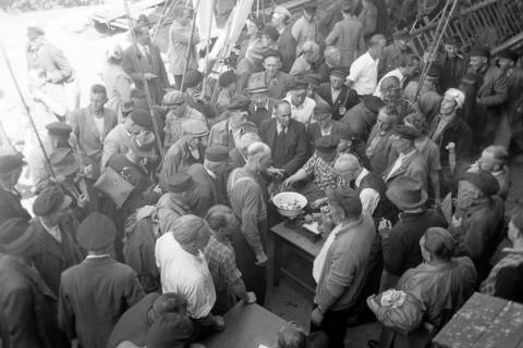 ARH NL Dierssen 1253/0013, Wiegen des Fischfangs vom Wettangeln, Steinhude, 1953