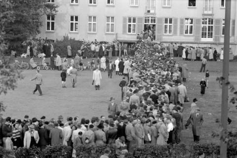 ARH NL Dierssen 1291/0006, Schlange für Karten des Fußball-Länderspiels, Hannover, 1954