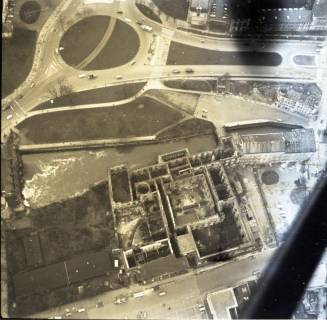 ARH NL Koberg 8453, Bau des Leineschlosses, oben Friederikenplatz, Hannover-Mitte, 1957