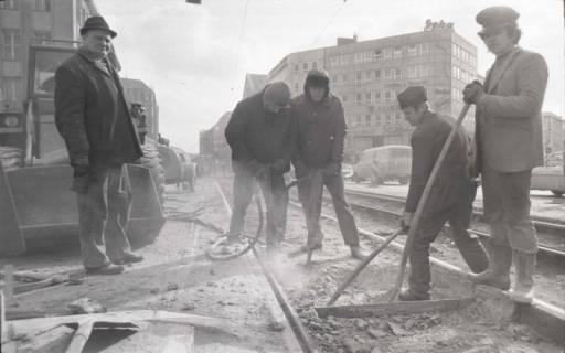 ARH NL Koberg 929, Straßenbahngleisarbeiten in der Georgstraße, Hannover, 1971