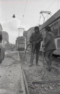 ARH NL Koberg 931, Straßenbahngleisarbeiten in der Georgstraße, Hannover, 1971