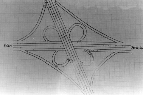 ARH NL Mellin 01-129/0012, Plan eines Autobahnkreuzes zwischen Berlin und Köln, ohne Datum
