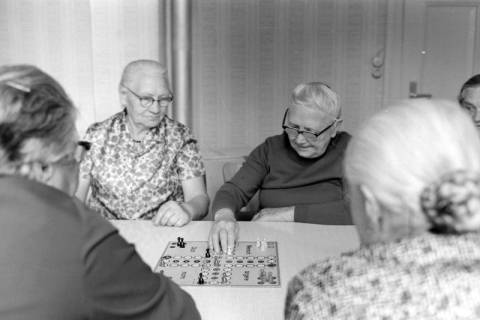 ARH NL Mellin 02-159/0010, Ältere Frauen beim Spielen von "Mensch ärgere Dich nicht", um 1975