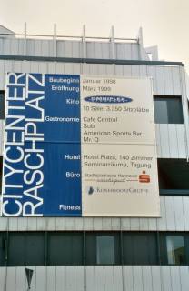 ARH Slg. Bürgerbüro 796, Plakat über den Bau und die Eröffnung des Citycenters am Raschplatz, Hannover, um 1997