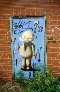 ARH Slg. Bürgerbüro 891, Bemalte Tür eines Industriegebäudes auf dem ehemaligen Conti-Gelände, Limmer, zwischen 1995/2005