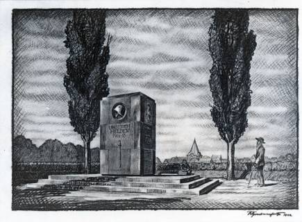ARH Slg. Grabenhorst 24, Reprozeichnung des Ehrenmals für die Gefallenen des 1. Weltkrieges in Neustadt a. Rbge. von Karl Grabenhorst, 1922