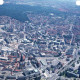 Archiv der Region Hannover, ARH NL Koberg 530, Luftbild von Hannover u. a. mit Leineschloss, Neuem Rathaus, Marktkirche, Oper und Hauptbahnhof