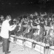 Archiv der Region Hannover, ARH NL Mellin 02-054/0017, Auftritt von Kurt Edelhagen (in weiß) mit Bigband beim Presseball im Kuppelsaal des Hannover Congress Centrum (HCC), Hannover