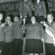 ARH Slg. Bartling 4646, Gruppenbild im Festzelt, Schützenkönig 1974, Ehepaar Flassig, oben, rechts Ehepaar Oehlerking beim Schützenfest, Metel